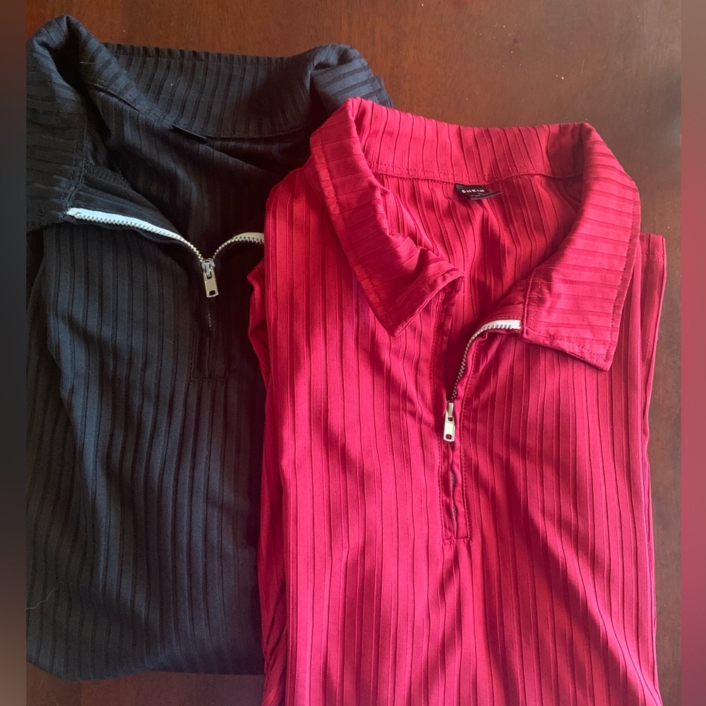 Shein Men’s Set of 2 Ribbed Half Zip Shirts